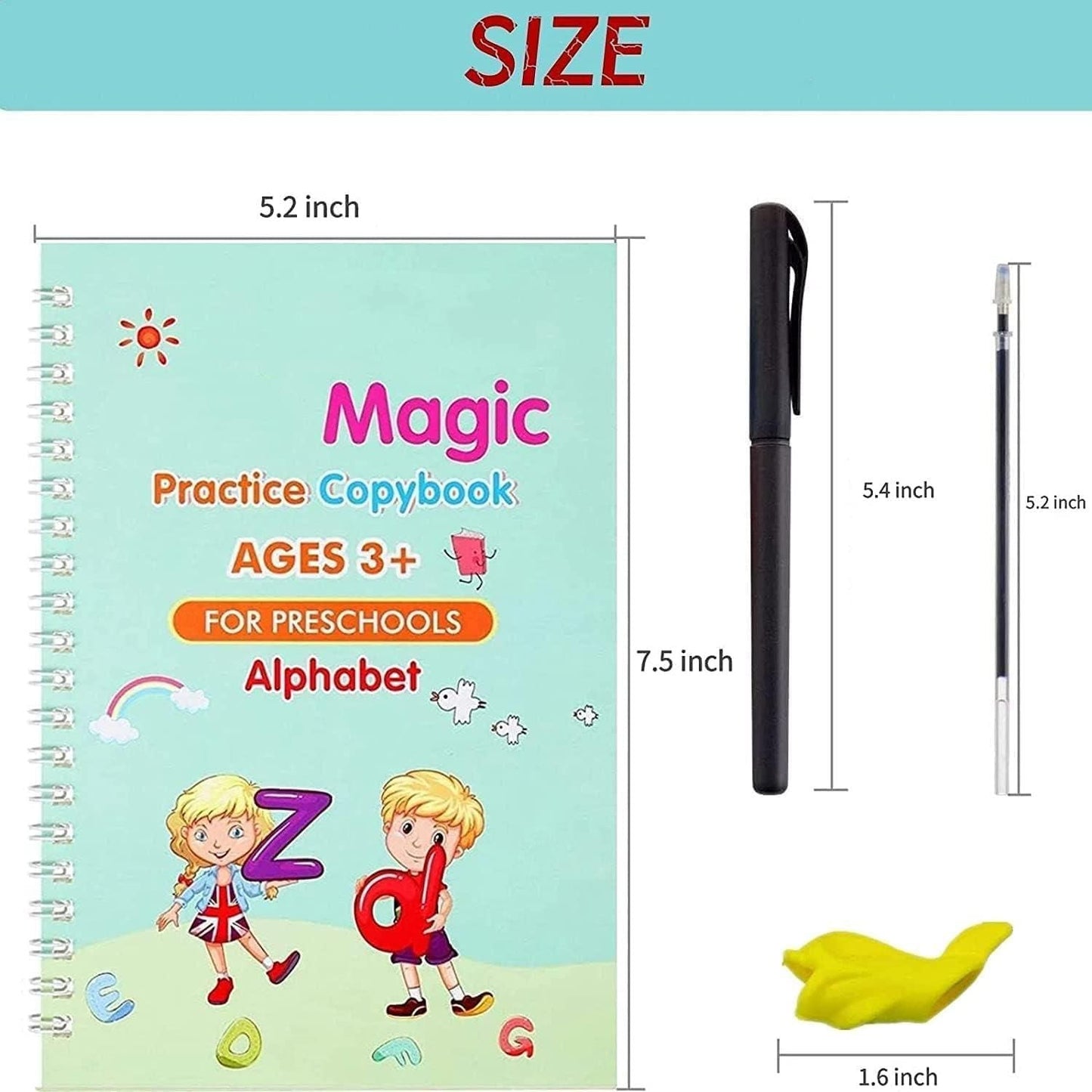 Sank Magic Practice Book (4 Books,1 Pen,1 Grip) FREE 10 REFILLS