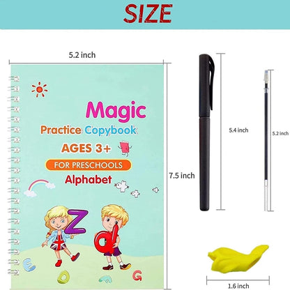 Sank Magic Practice Book (4 Books,1 Pen,1 Grip) FREE 10 REFILLS
