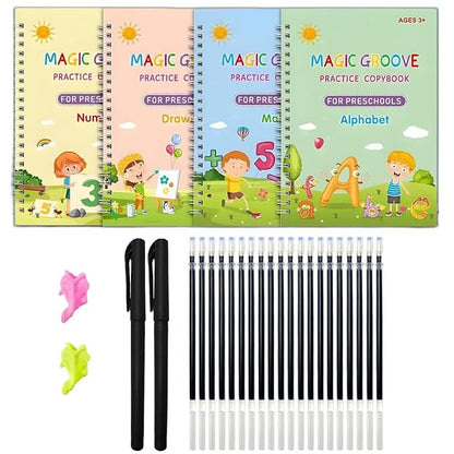 Sank Magic Practice Book (4 Books,1 Pen,1 Grip) FREE 10 REFILLS